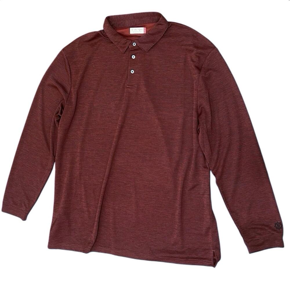 NWT Ben Hogan Men's Long Sleeve Striped Polo Shirt Red Heather Size XXL